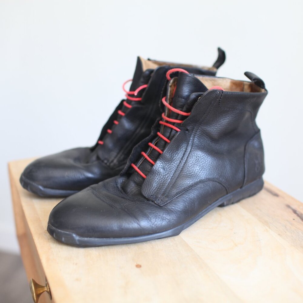 John Fluevog vintage black Leather lace up ankle Boots mens 11 - Picture 6 of 11